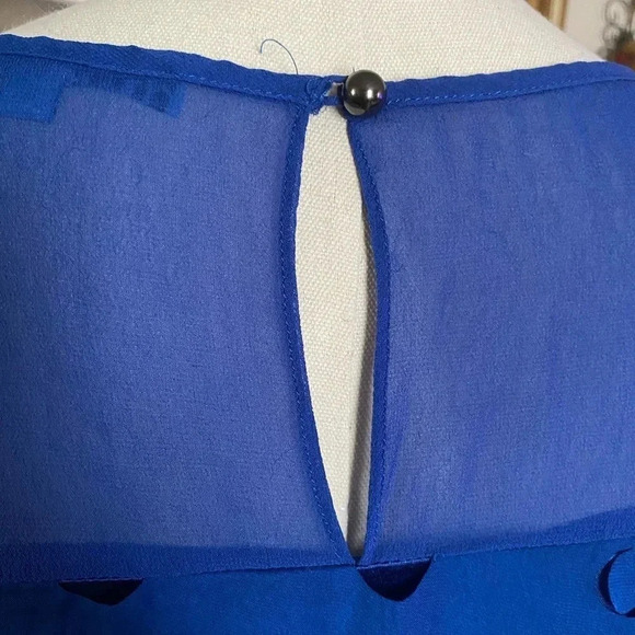 ANTONIO MELANI | Women Royal Blue Silk Nilda Fit&Flare Laser Cutout Dress Size 6 - Picture 8 of 11